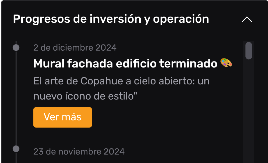 Progreso de inversión y operación